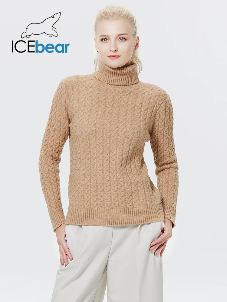 

ICEbear 2022 Новый свитер с высоким воротом женский пуловер Женский джемпер однотонная уличная одежда OL Lady Толстая Осень Зима AW2021031