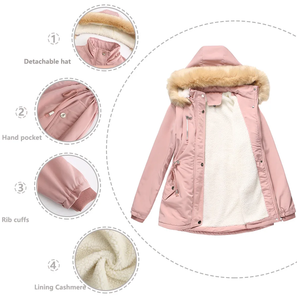 Autumn and Winter Women's Coat Thickened Fur Collar Coat Women's Fleece Coat