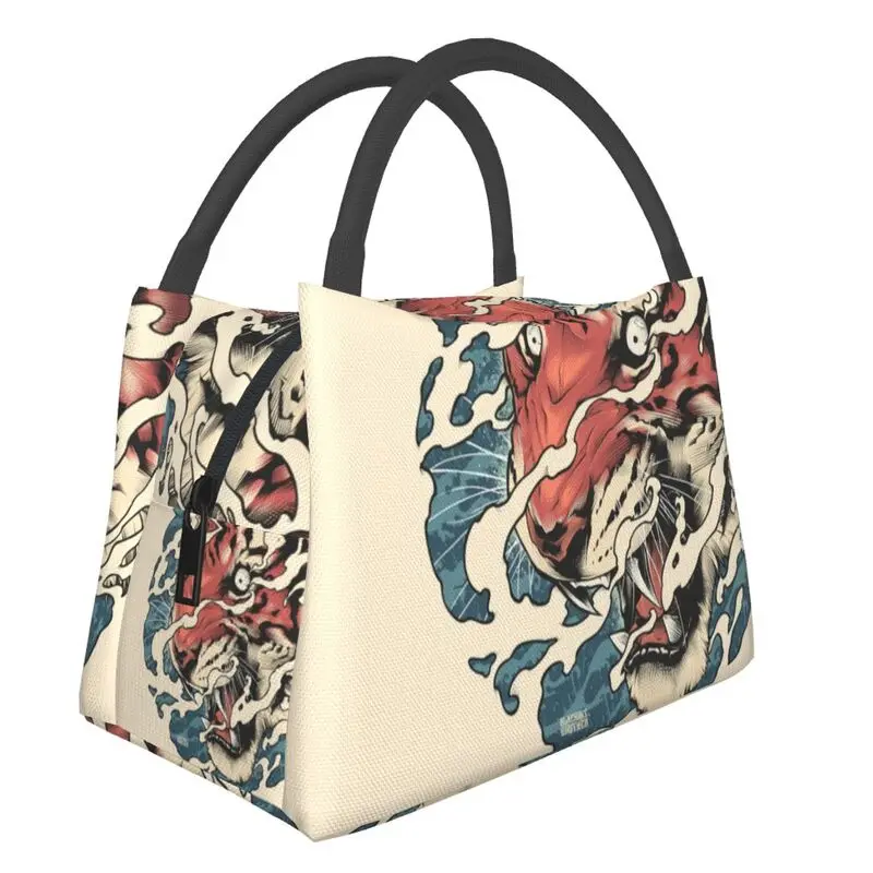 

Custom Tora Japanese Tiger Tattoo Lunch Bag Men Women Warm Cooler Insulated Lunch Box for Office Travel