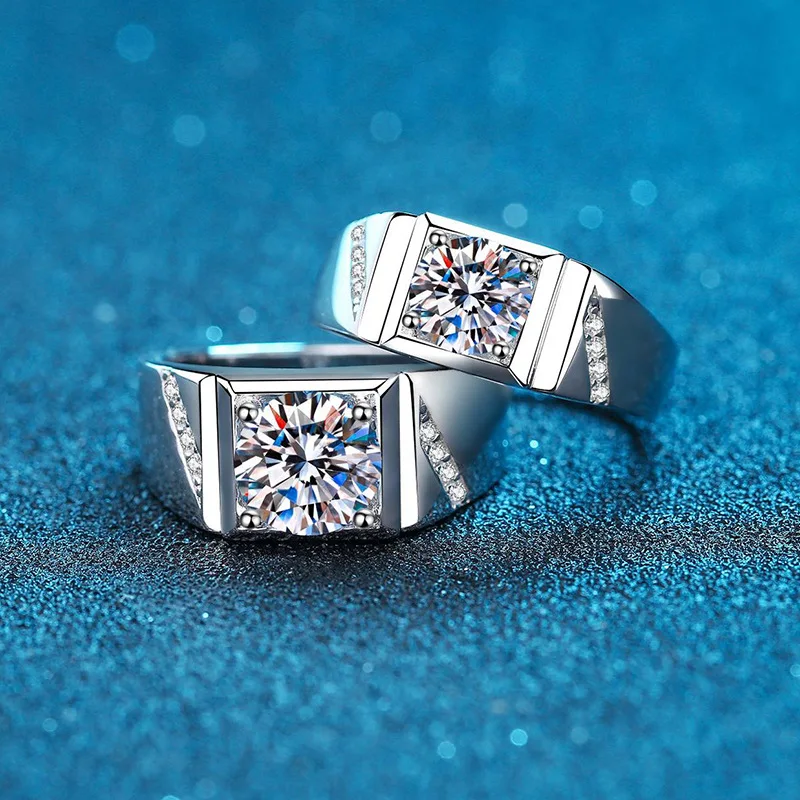 Мужское кольцо из серебра 100% пробы с бриллиантами 2 карата |