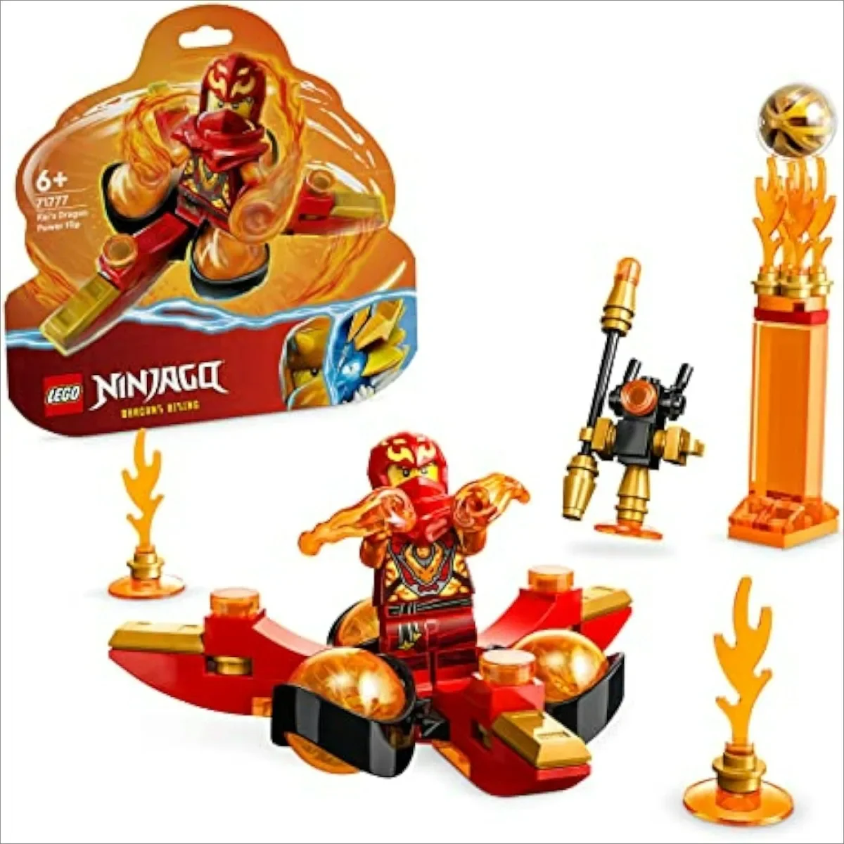 Фото Lego NINJAGO Kai's Dragon Power Spinjitzu Flip 71777 Набор игрушек Red Ninja с минифигурой Кай в подарок для 6-летних мальчиков №1