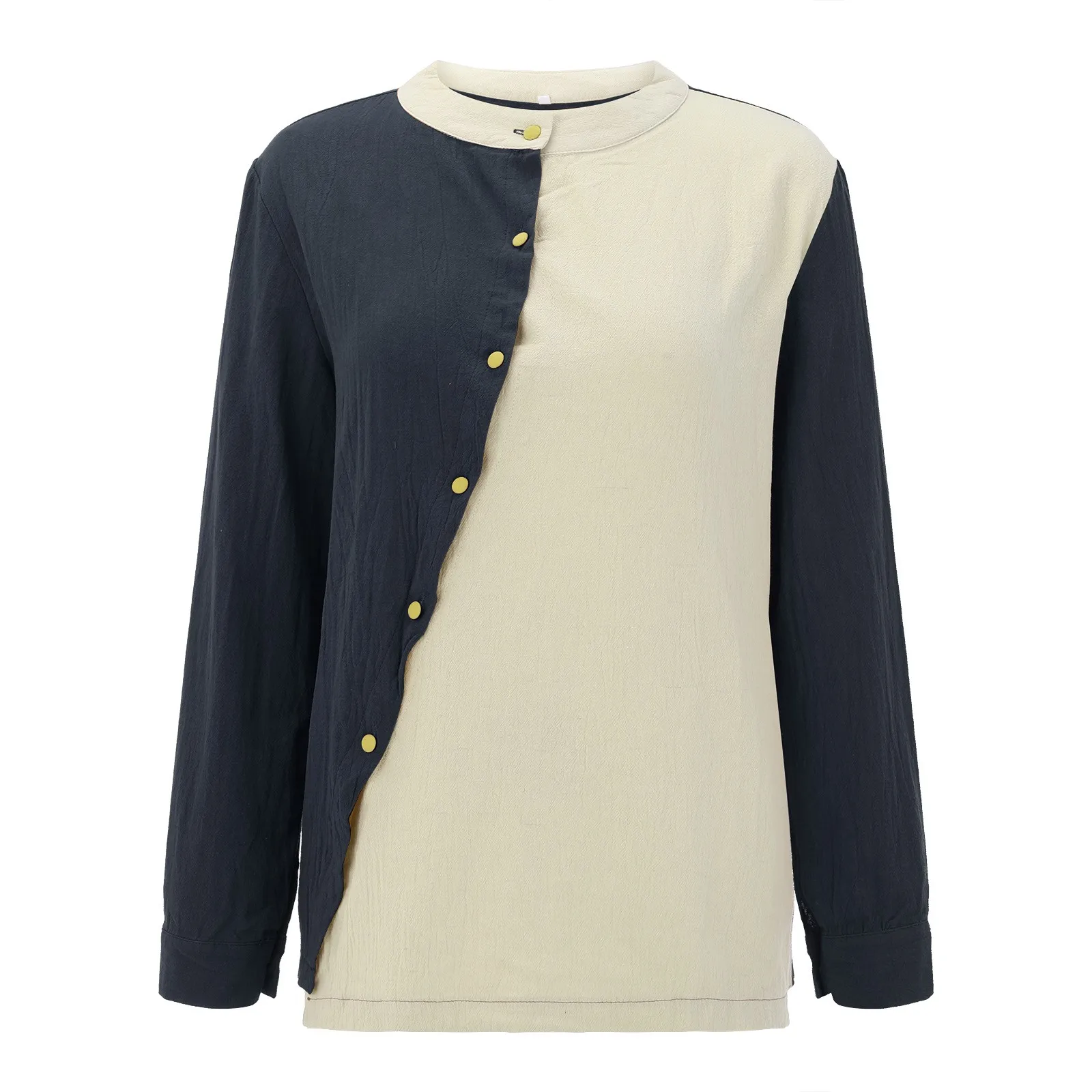 

Женские демисезонные и зимние хлопковые и льняные рубашки контрастных цветов, асимметричные косые женские рубашки, летние длинные топы для...