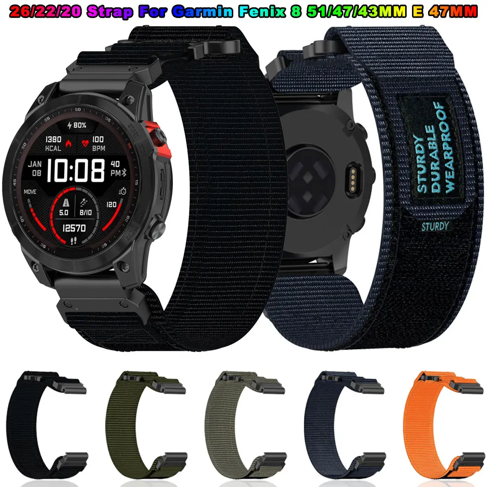 Нейлоновый ремешок для часов с петлей 22 мм 26 Garmin Fenix 7X 7 EPIX 6X 6 5X 5 Plus 3HR браслета