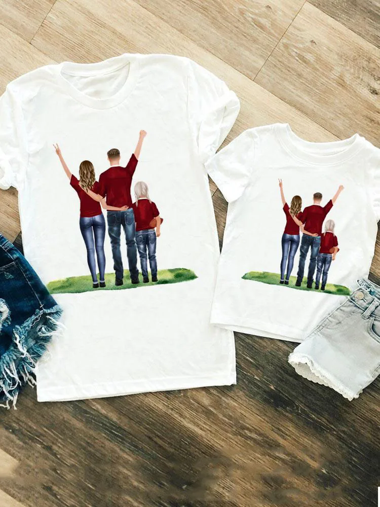 

Family Matching Outfits Dad Daughter Mother Tee T-shirt Women Girls Boys Kid Child Summer Mom Mama Tshirt Clothes Clothing