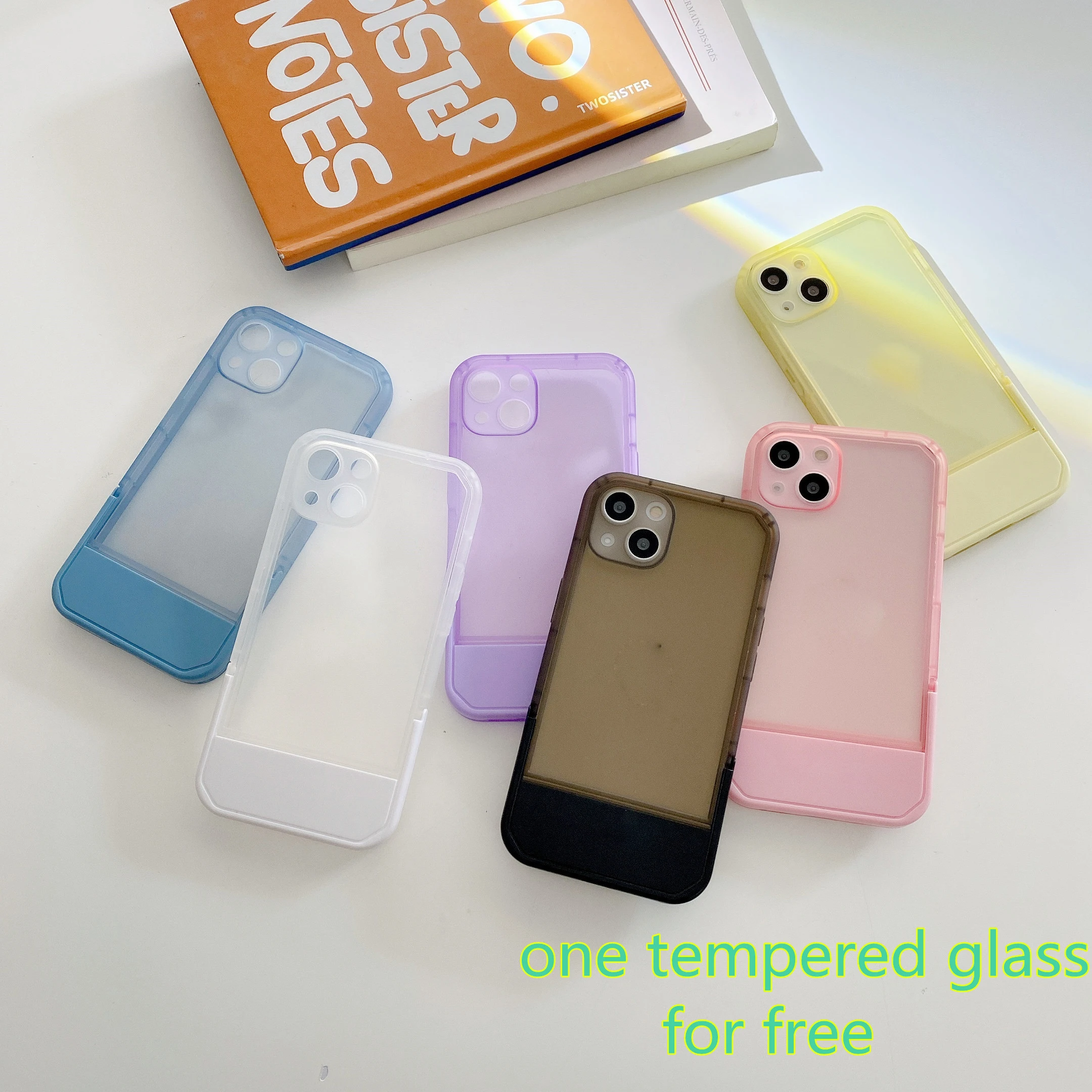 Solid Chair Holder Stand Transparent Silicone Case For iPhone 13 12 Pro Max Clear Soft Bumper Cover iPhone 11 7 8 Plus X XS X