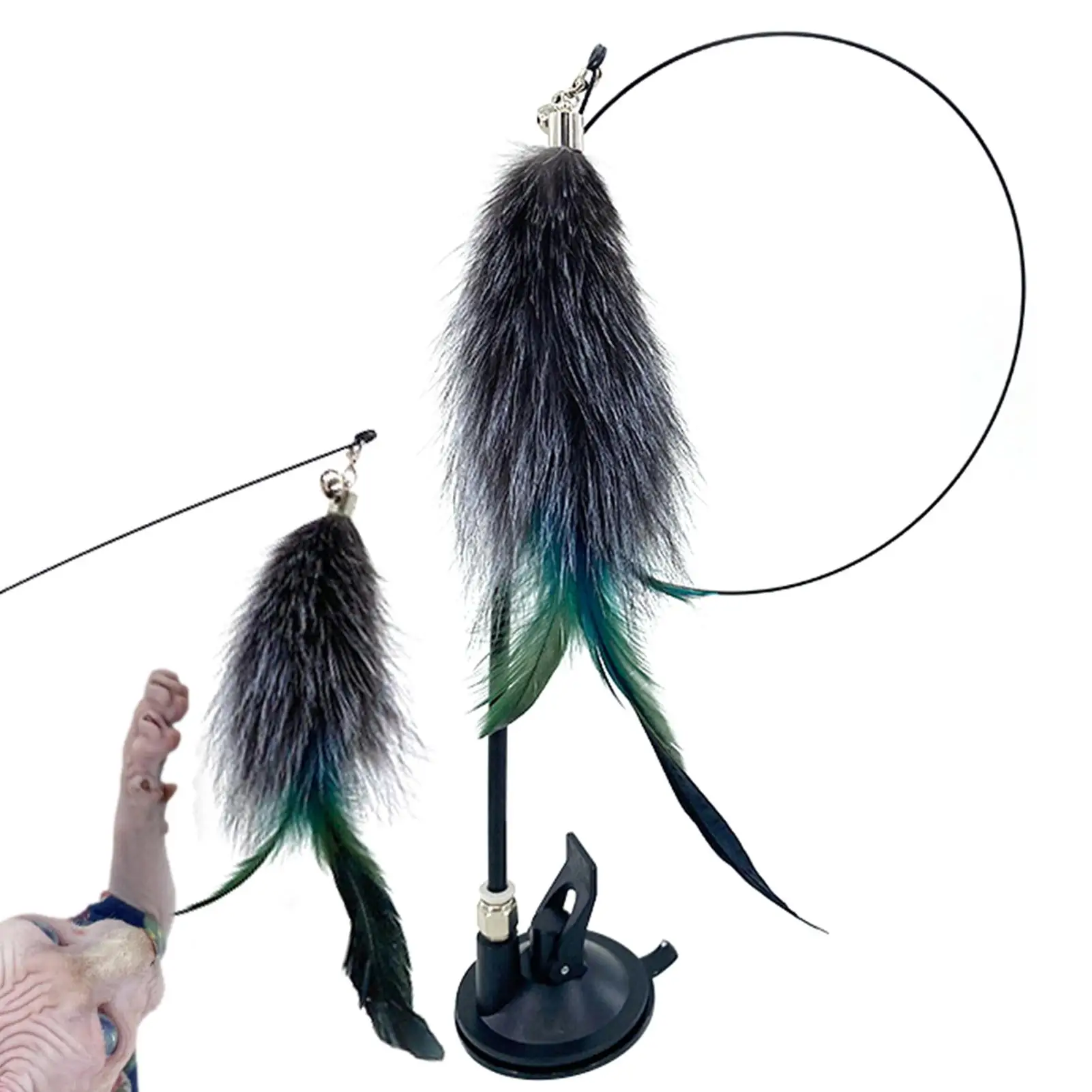

Funny Kitten Cat Teaser Interactive Toy Rod Feathers Toys For Pet Fun Cats Stick Wire Chaser Wand Toy Cat Supplies