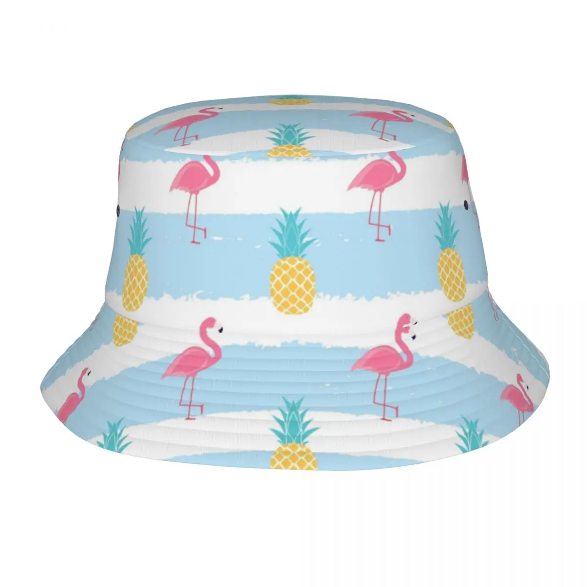 

Outdoor Bucket Hat Pineapple And Flamingo Bob Cap Cotton Fisherman Cap Pink Bird Beach Fisherman Hat Summer