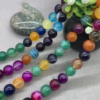 round 46810mm colorful striped agate loose beads for diy craft bracelet necklace jewelry making