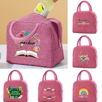 2022 new teacher print lunch bags insulated picnic bag canvas cooler bag thermal food picnic lunch box bag women dinner handbags