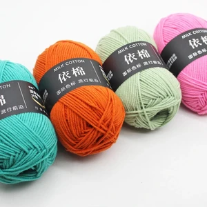 Drop Shipping 50g/Set 4ply Milk Cotton Knitting Wool Yarn Needlework Dyed Lanas For Crochet Craft Sw