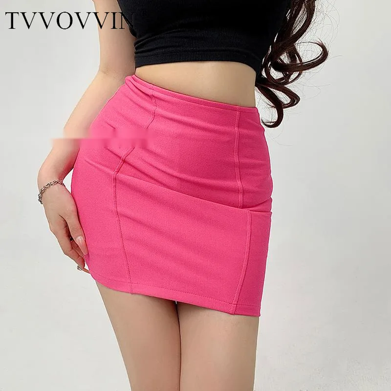 

Пикантная Пряная розовая юбка TVVOVVIN для девушек, лето 2023, облегающая модная трапециевидная юбка с высокой талией, юбка с эластичным поясом на бедрах LL7T