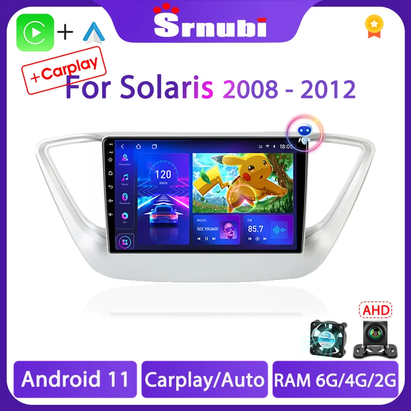 

Автомагнитола Srnubi Android для Hyundai Solaris 2 Verna 2017-2018, стерео, мультимедийный видеоплеер, навигация, 2 Din, головное устройство Carplay