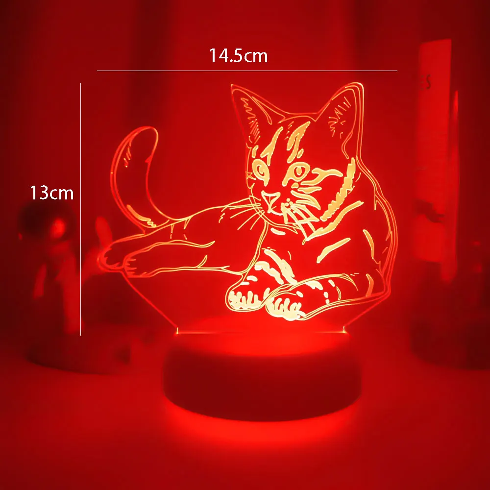 Милый Кавайный Кот 3D Лампа Животное Ночной Светильник LED USB Настроение Гаджеты Мультицветная Люминария Настольная Лампа Для Детей Подарок.