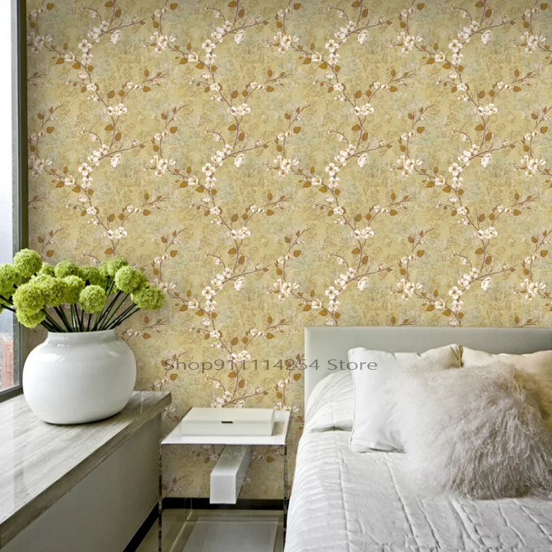 

3d three-dimensional non-woven vintage American rural pastoral wallpaper warm living room bedroom full of wall paper