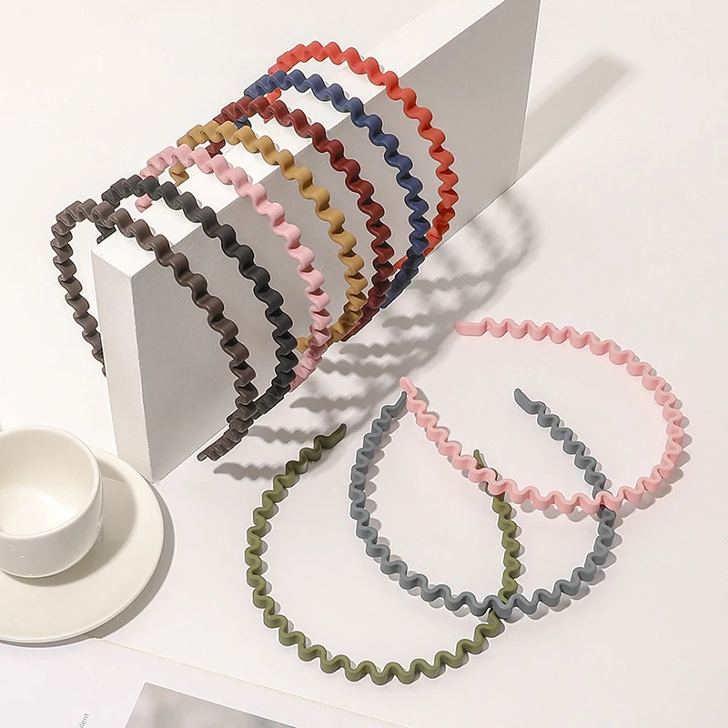 

Fashion Acrylic Wavy Frosted Hair Hoop Candy Color Headband Hairband For Women Girl Makeup Hair Band Headwear Hair Accessories