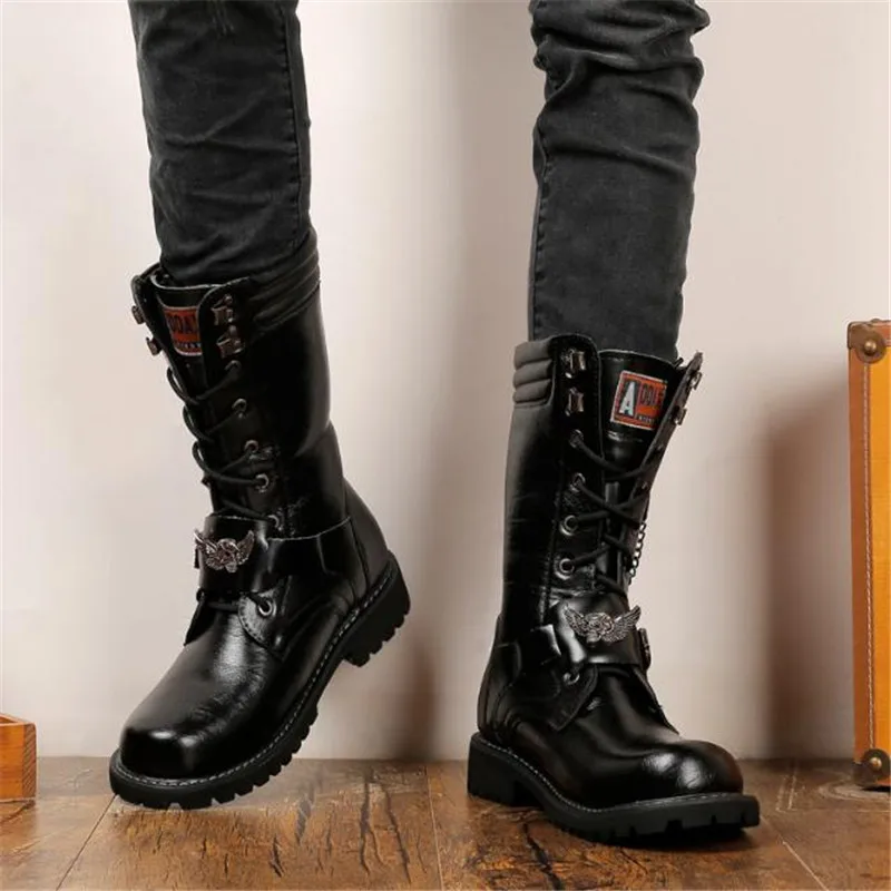 Ботинки мужские кожаные с заклепками в готическом стиле | Обувь