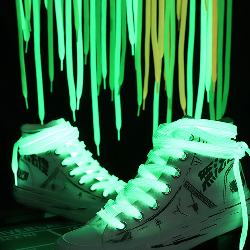 

1 Pair Luminous Shoelaces for Flat Sneakers Canvas Sport Basketball Shoes Unisex In The Night Glowing Fluorescent Laces 120cm