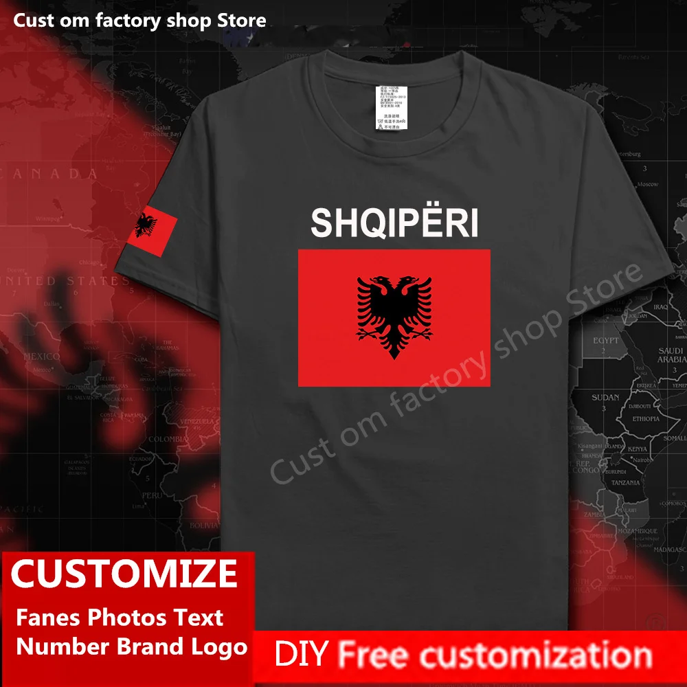 

Republic of Albania ALB Albanian Cotton T shirt Custom Jersey Fans Name Number Brand LOGO Fashion Hip Hop Loose Casual T-shirt