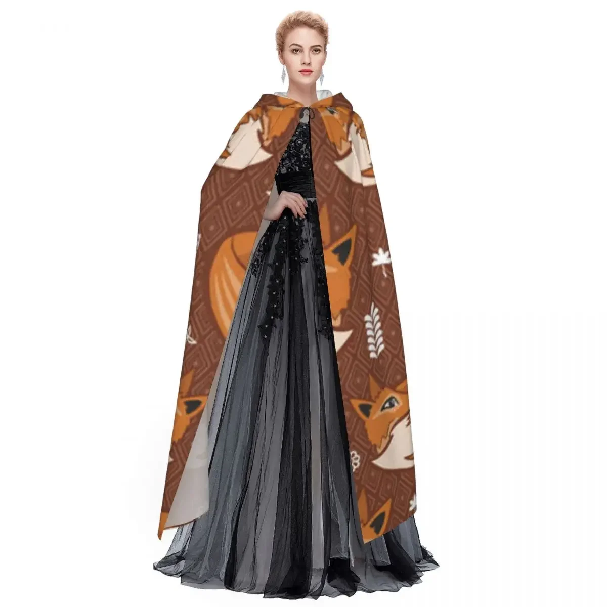 Накидка вампира для взрослых халат с капюшоном скандинавский плащ лисой на