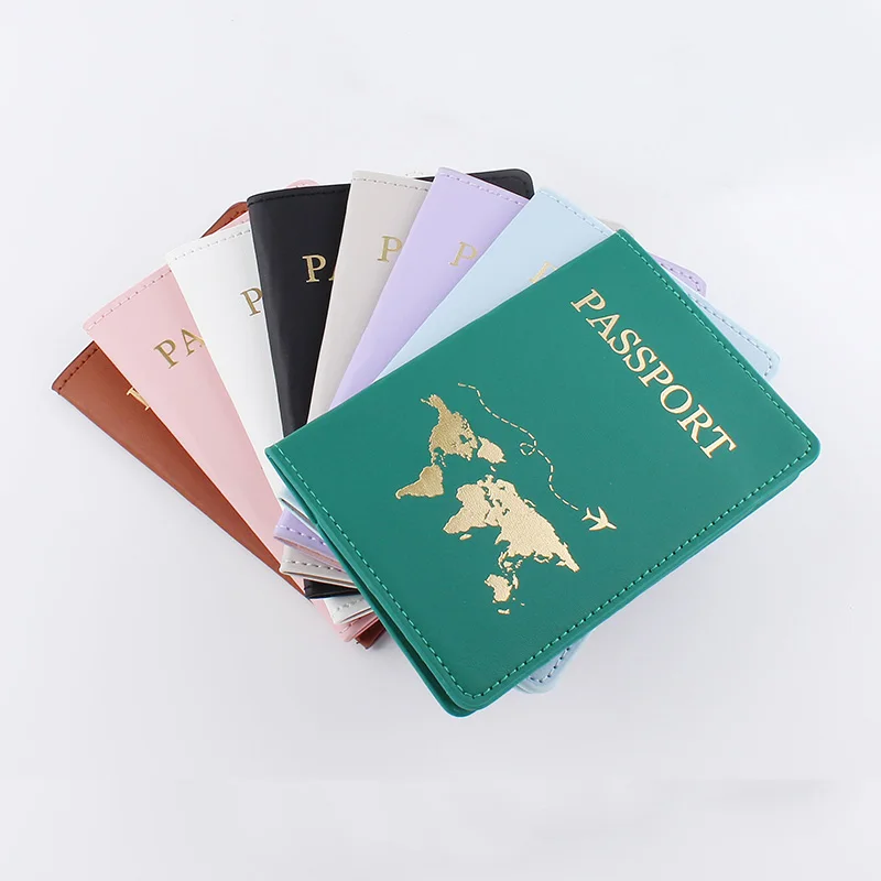 New Simple Fashion Passport Cover World Map Thin Slim Travel Passport Holder Wallet Gift PU Leather Card Case Cover Unisex