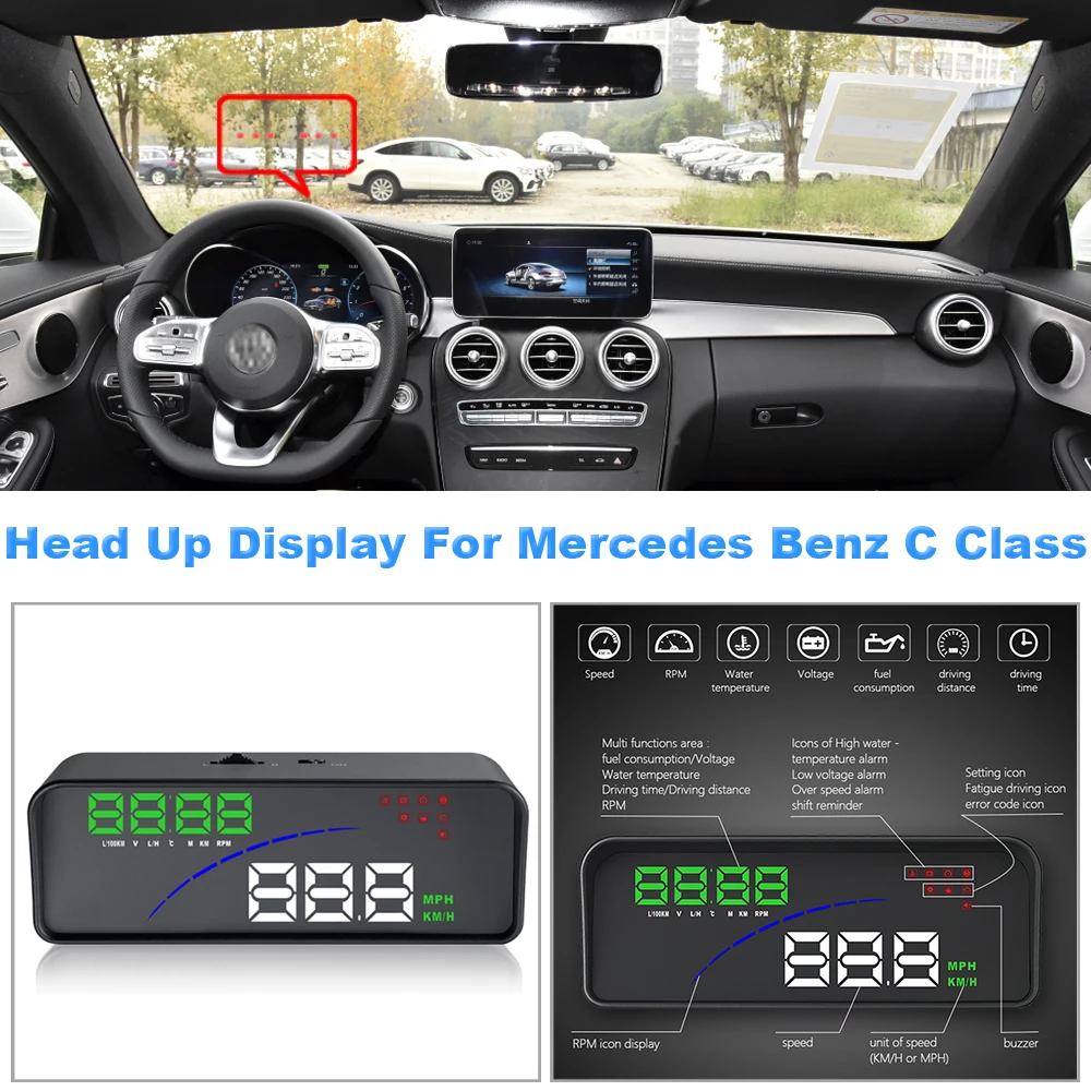 For Mercedes Benz C Class W204/W205 2007-2021 HUD Head Up Display Car Accessories Safe Driving Screen Plug And Play Film