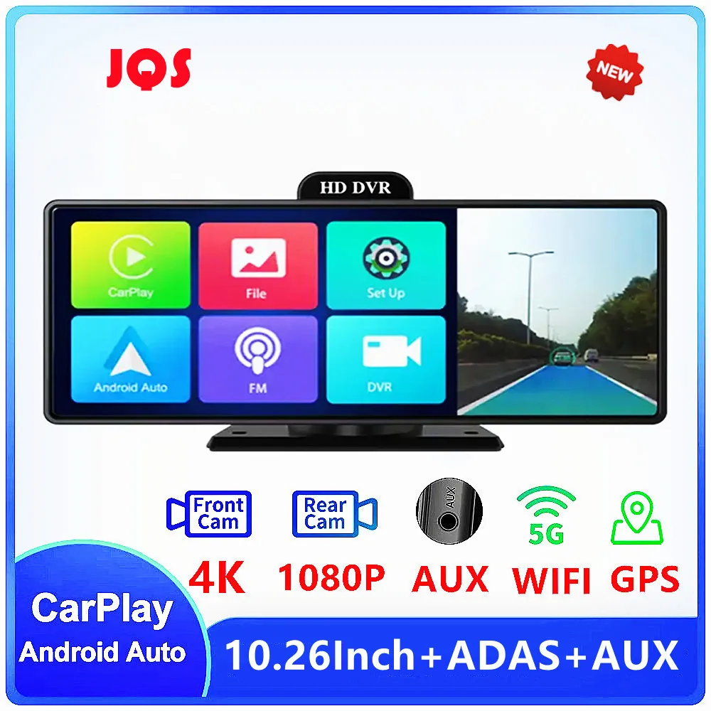 

10.26 Inch 4K Car Camera Dash Cam Carplay Android Auto 2160P Rearview Mirror Video Recording WIFI Loop Record Phone APP Car DVR