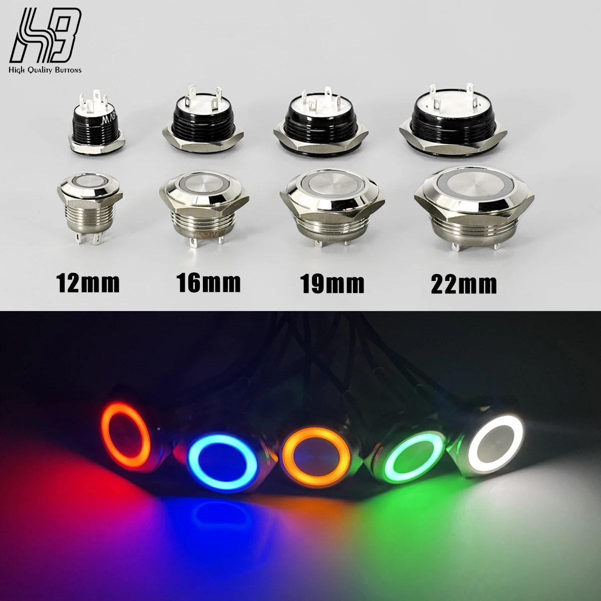 

Electric Waterproof Led Light Switch Momentary Short Mini Metal Push Button Switch 12/16/19/22mm Pressure Switches