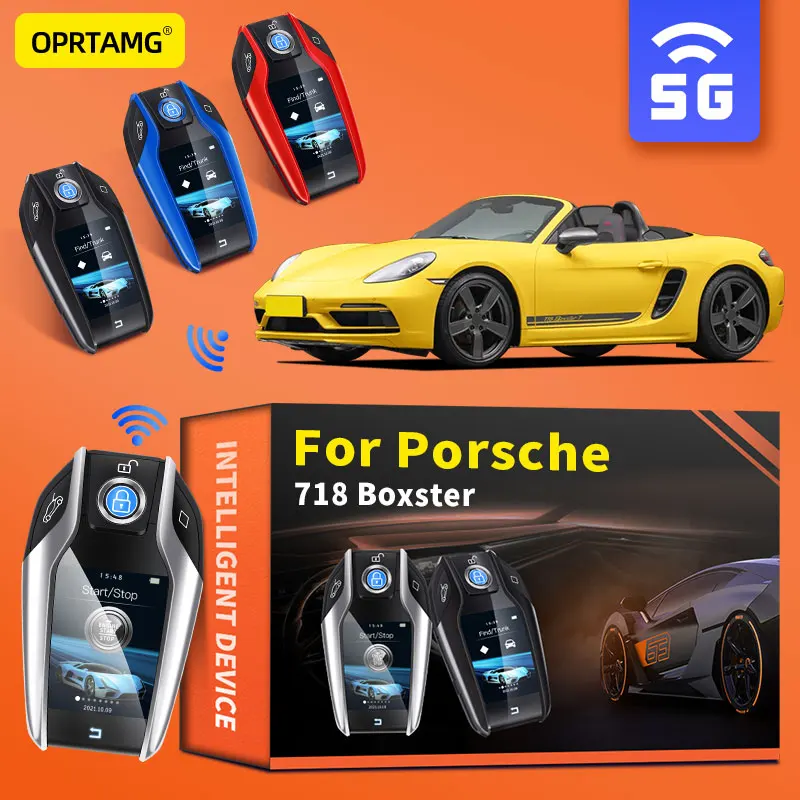 

Modified Key Car Accessories For Porsche 718 Boxster Car Smart Remote Control Key LCD Display Smart Keychain Modified Key