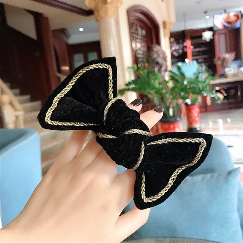 Новинка 2020 Корейская простая Милая Бархатная веревка для волос с большим бантом