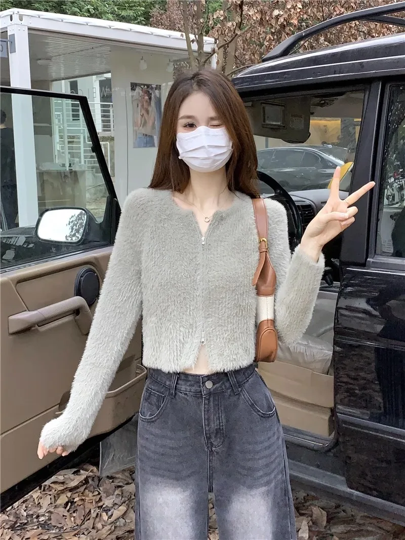 Норковый бархатный белый свитер Верхняя одежда Женский осенне-зимний дизайн Sense