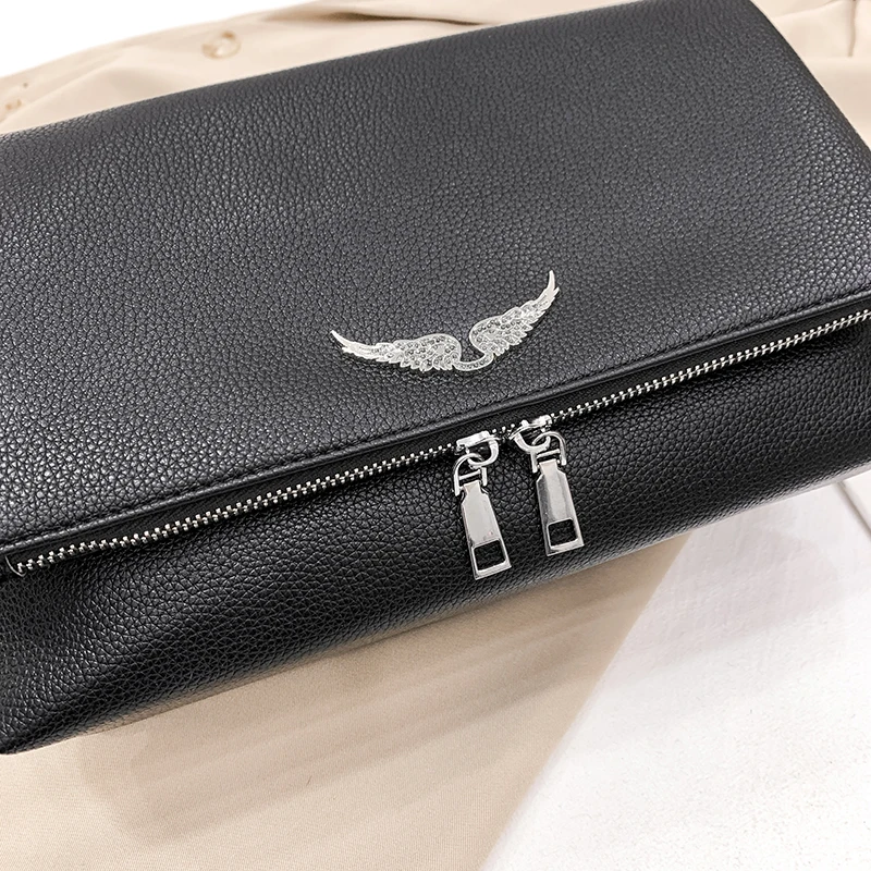 new bag for womens shoulder bags woman leather personality wings decorated chain messenger bag womens bag fashionable purses free global shipping