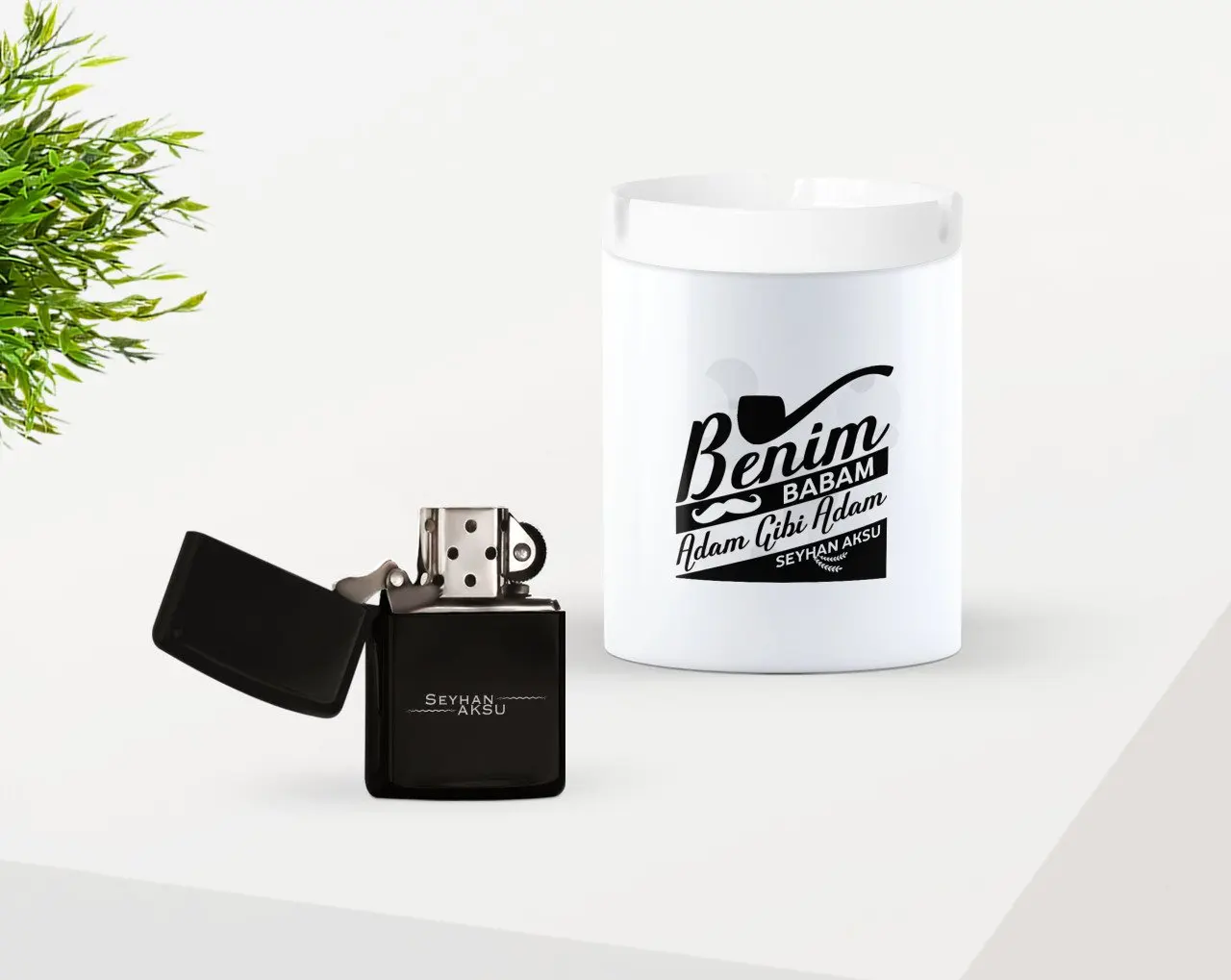 

Персонализированные Fathers Day Gift», «Мой папа для мужчин на заказ Керамика пепельница и бензиновая Зажигалка Seti-1