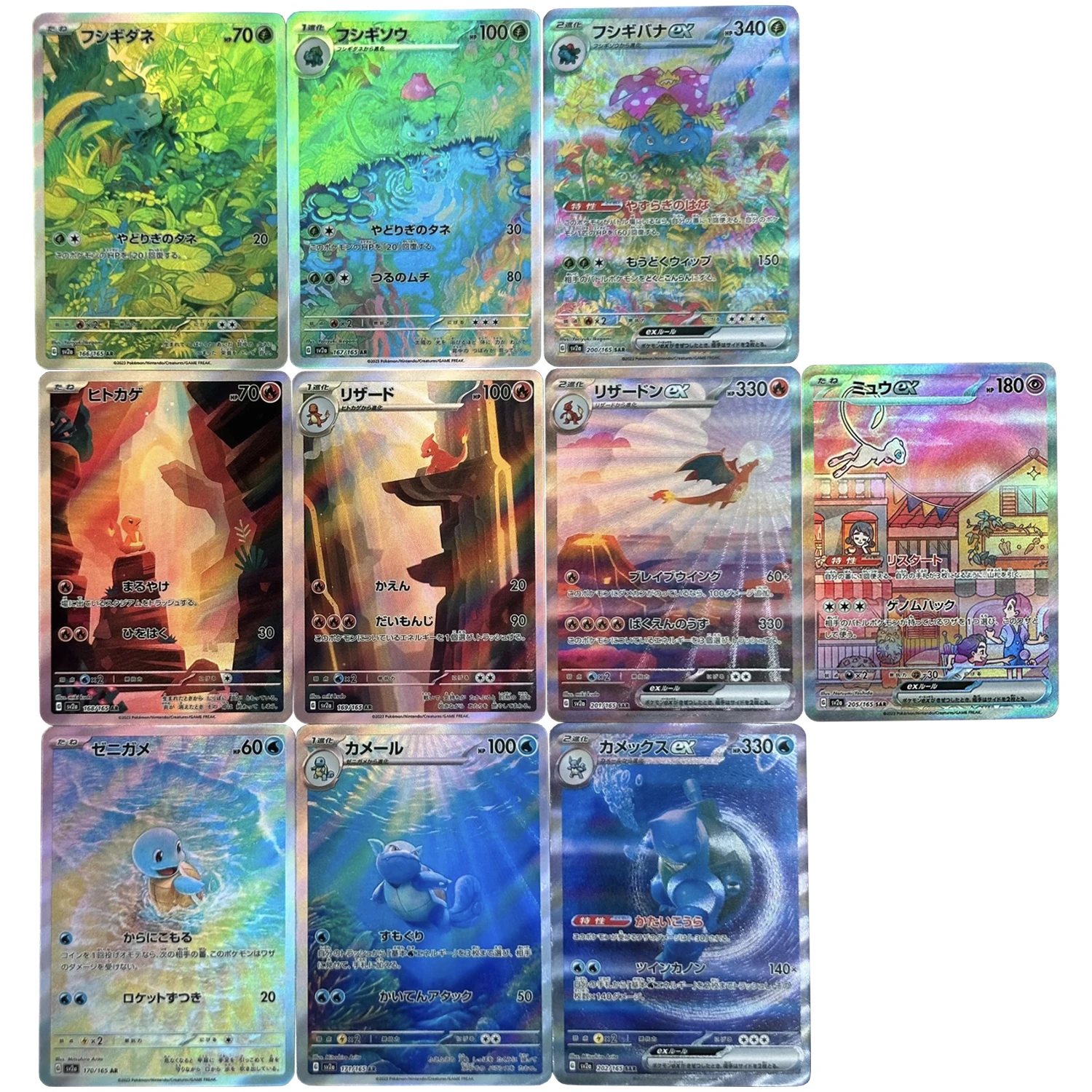 10Pcs/set Pokemon Charmander Squirtle Bulbasaur Flash Cards 