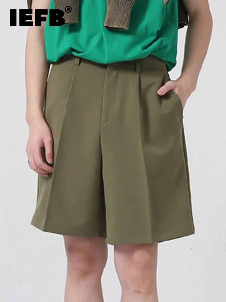 

IEFB 2022 Men's Wear Summer New Korean Style Casual Personalized Design Solid Color Temperament Loose Shorts 9A1839