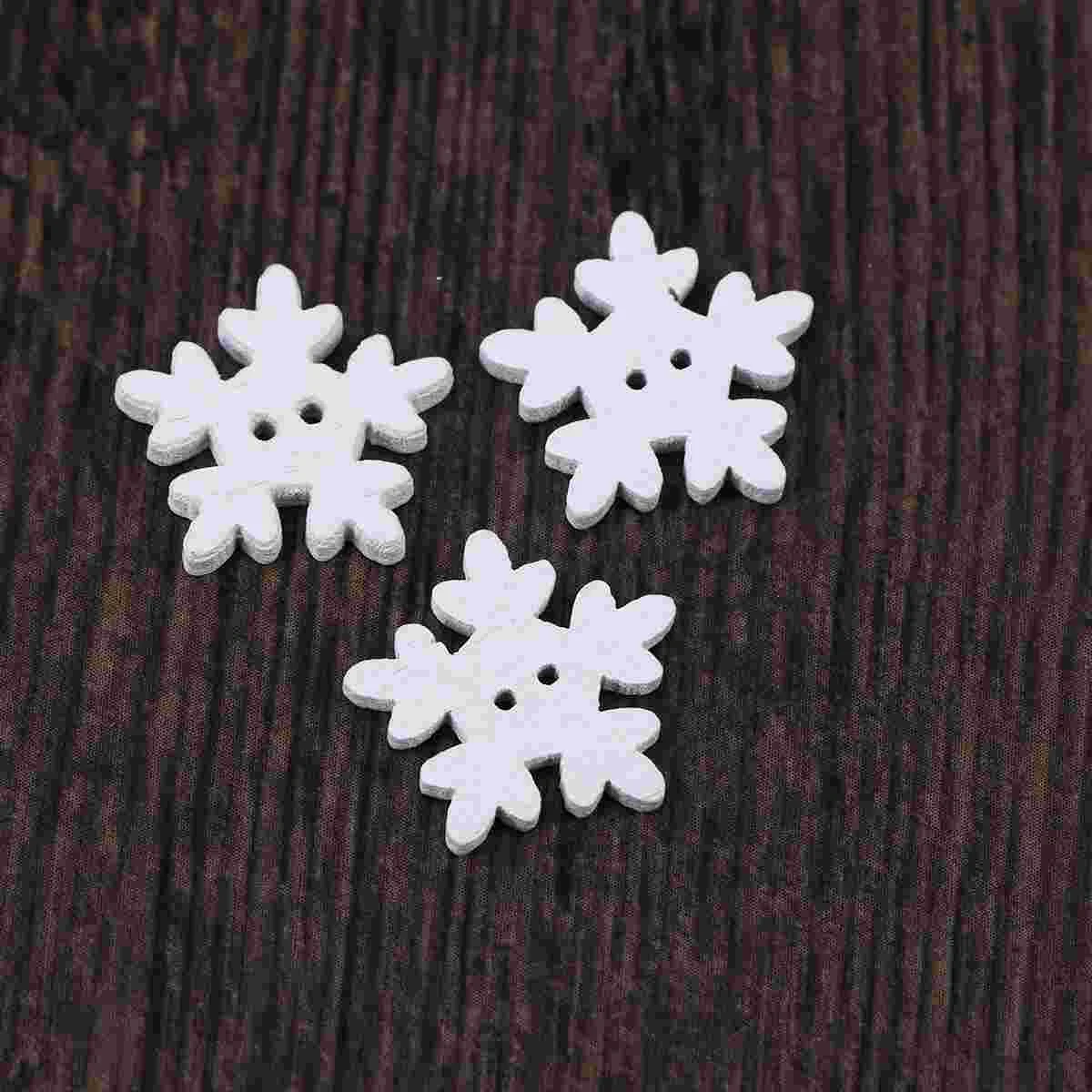 

Buttons Button Wooden Christmas Wood Snowflake Sewing Crafts Holes Holidayassorted Decoration Snap Buckles Ornaments