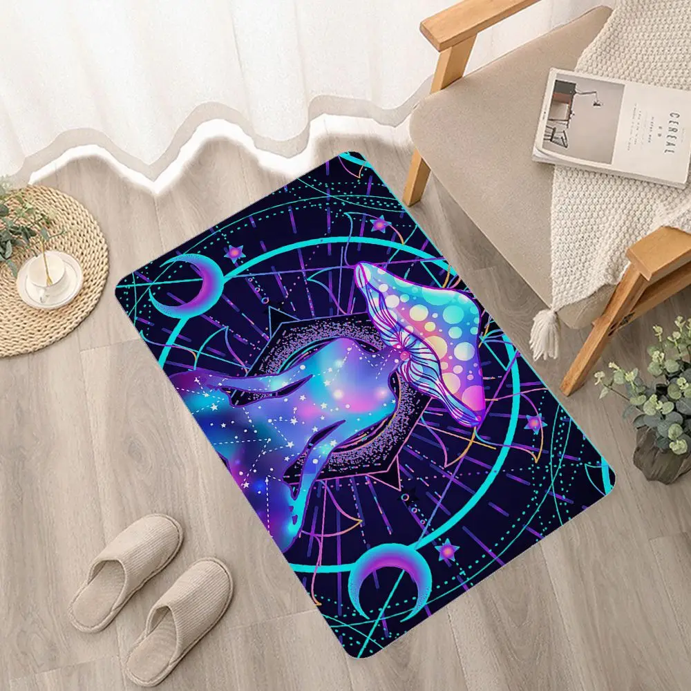 Психоделический фланелевый напольный коврик с принтом грибов декоративный