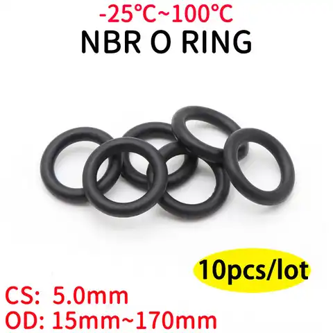 Уплотнительное кольцо NBR, 10 шт., уплотнительная прокладка CS, 5 мм, внешний диаметр 15 ~ 170 мм, нитриловая бутадиеновая резиновая прокладка, масля...