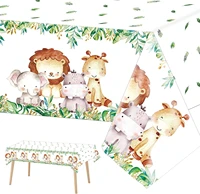 10854inch new animal theme disposable pe tablecloths jungle safari kids wild one birthday party supplies kids favor