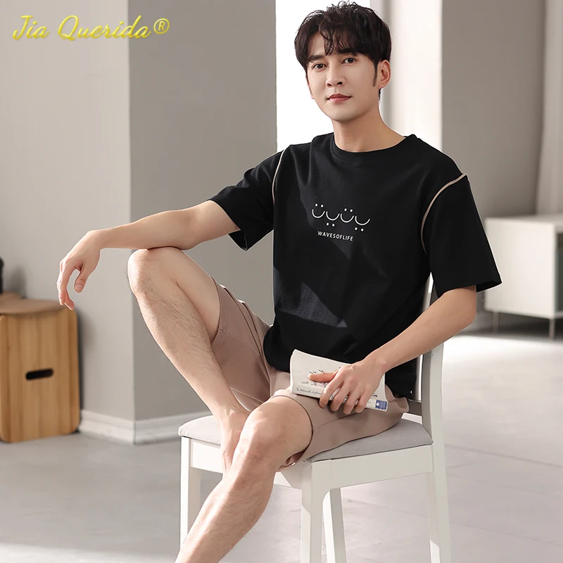 Модные мужские пижамы 2022 летние шорты одежда для отдыха хлопковый спальный