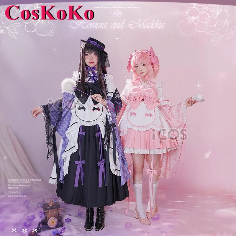 CosKoKo Kaname Madoka Косплей Puella Magi Magica Костюм Милое Элегантное Розовое Платье Горничной