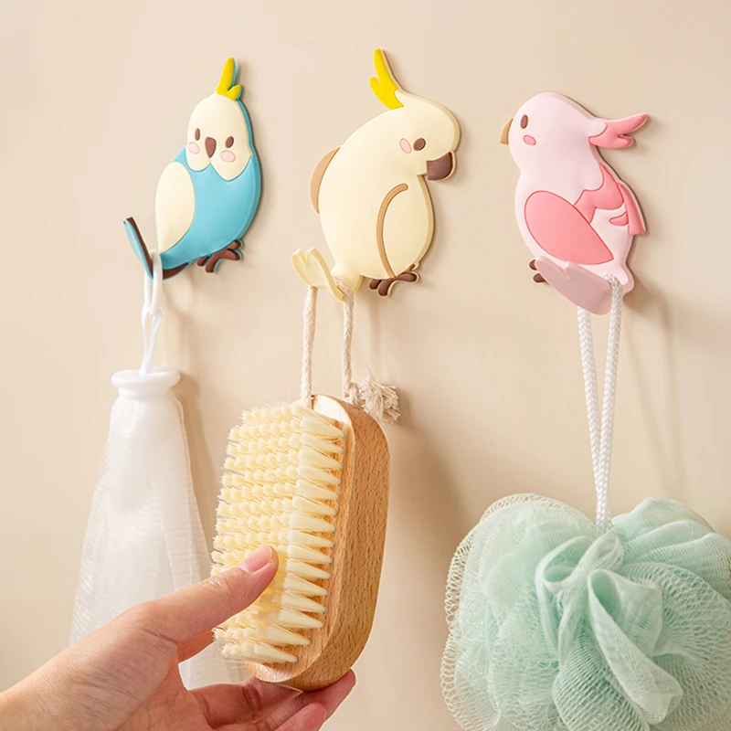 

Parrot Holder Wall Home Strong Seamless Sticking Hook Home Decorative Hook Creative Animal Hooks Can Washed reused use bird Hook