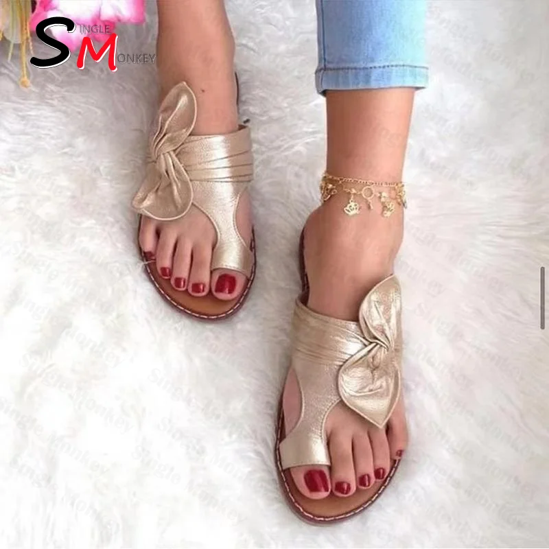 

Bow Beach Women Slippers Designer Brand Flip Flops Summer 2022 New Women Shoes Casual Women Sandals Fashion Dress Slides Mujer