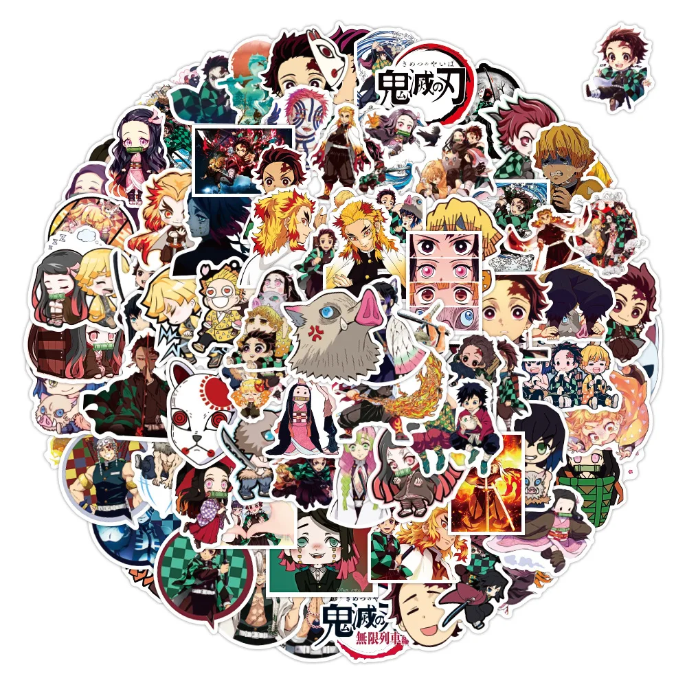 

10/30/50/100Pcs Anime Demon Slayer Stickers Helmet Car Scrapbook Diary Guitar Stationery Decoration Sticker Decals Kid Toys Gift