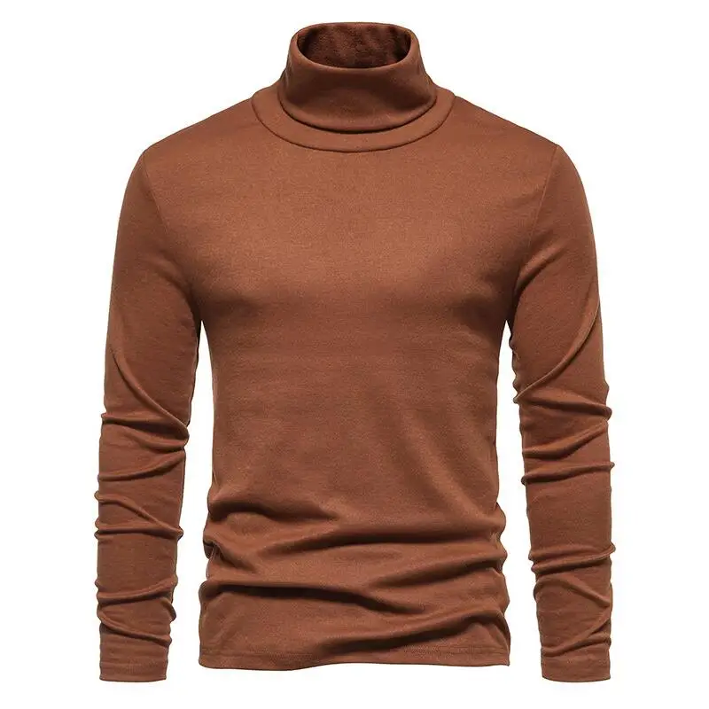 

Новинка Осень-зима 2023, мужской Однотонный свитер, пуловер с длинным рукавом и высоким воротом, мягкий и теплый вязаный пуловер, мужская одежда