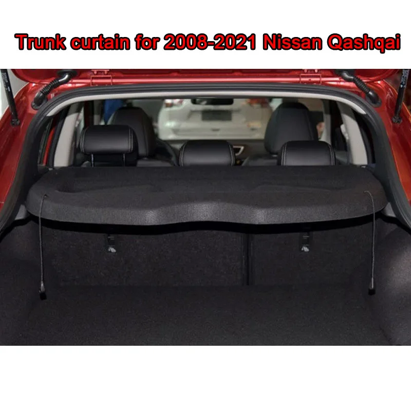 

Car Interior Cargo Cover Trunk Luggage Carrier Curtain with Pull Buckle Black Non-Retractable Fit For Nissan Qashqai 2008-2021