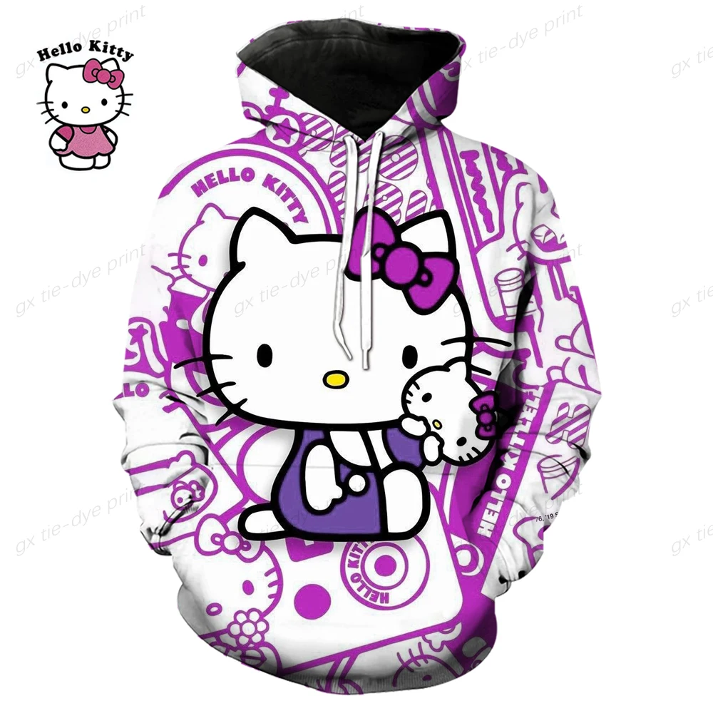 Sanrio Hello Kitty толстовка с мультяшным принтом y2k модная новинка Женская Повседневная