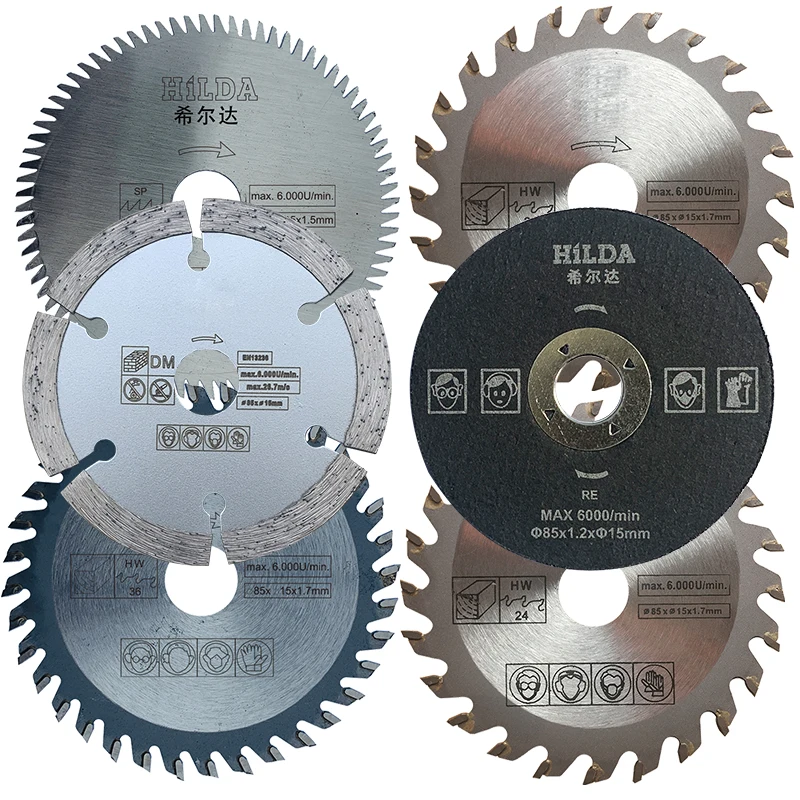6pcs/Lot Accessory Blade For Mini Electric Circular Saw, Multifunction Saw Disk,Size 85mm,Saw Blade Disc,Power Tool Accessory