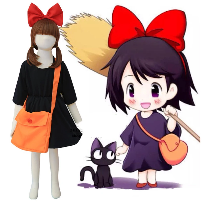 

Kiki's Delivery Service Costume For Girls Lolita Dress Anime Cosplay Headwear Woman Kids