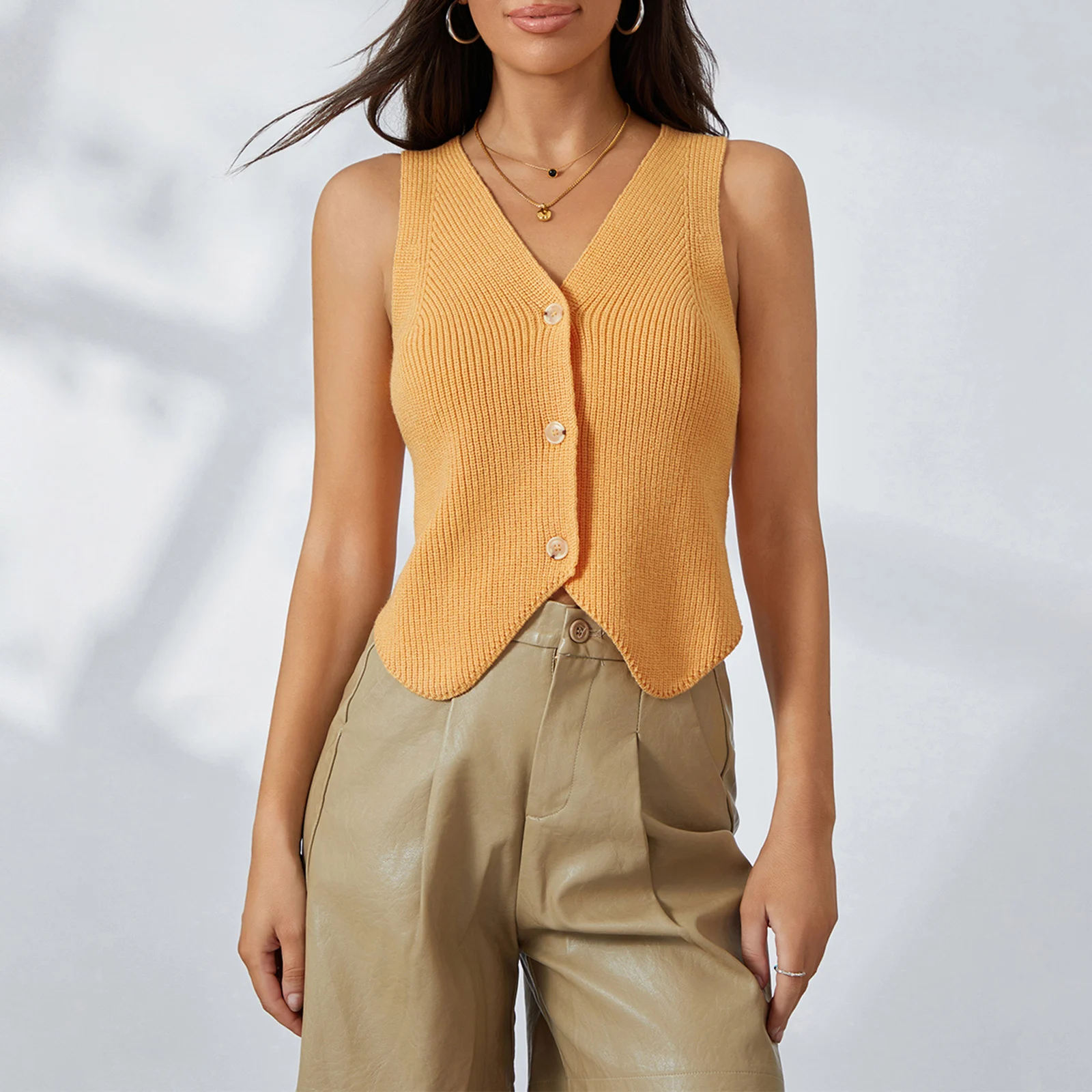 Женский вязаный крючком жилет Kawaii y2k укороченный однотонный винтажный