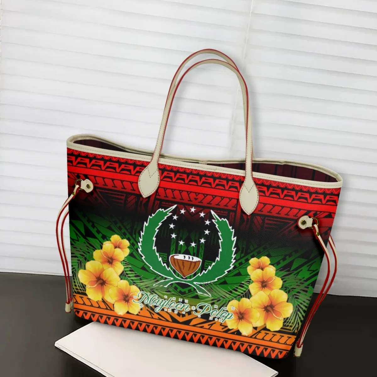 

Pohnpei Ethnic Style Handle Bags Design Printed Leisure Clutches for Women New Trend Umbrella Cellphone Durable Female Handbags